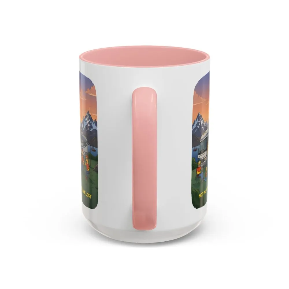 Accent Coffee Mug (11, 15oz) — "Not All Who Wander Are Lost" Design Sitcom-Line