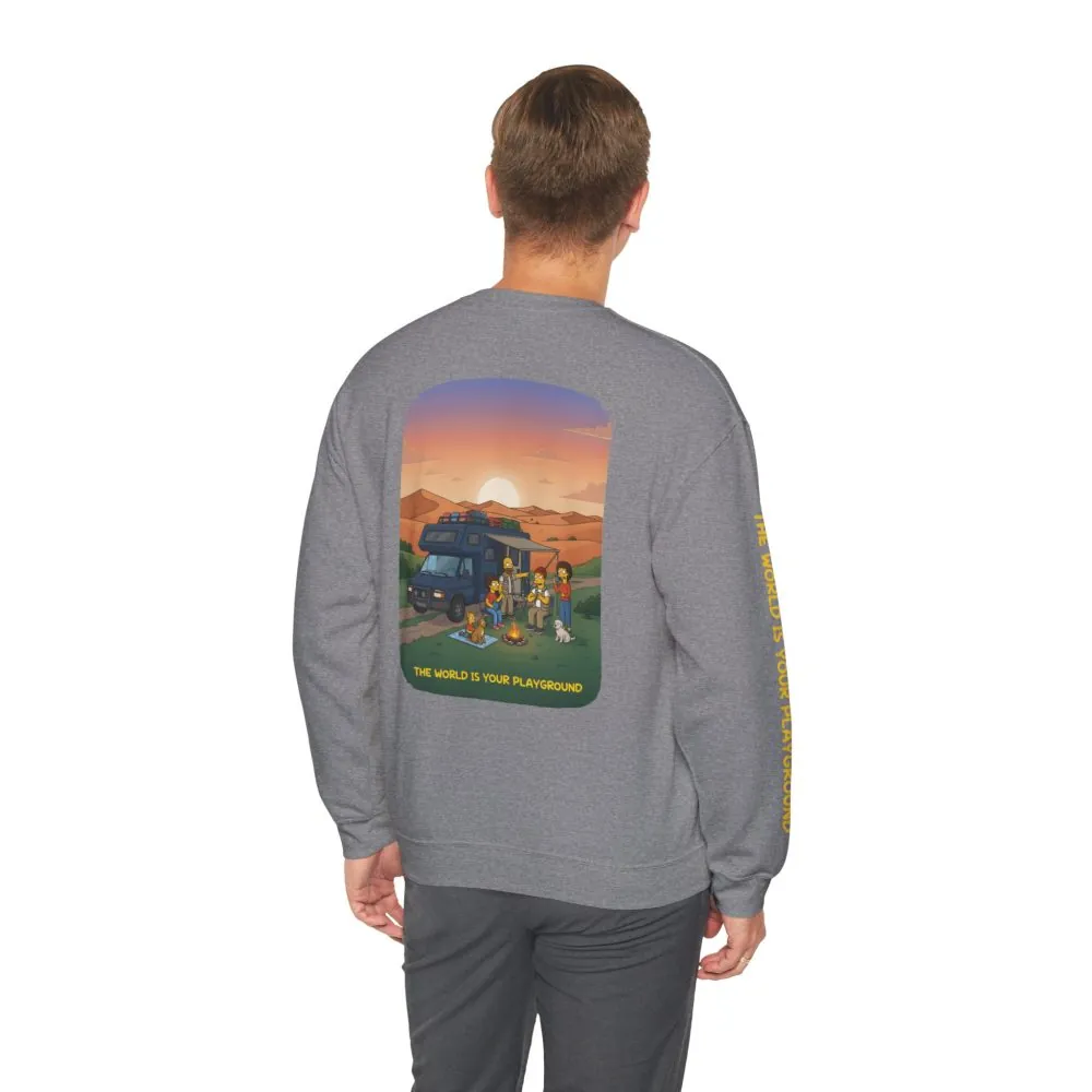 Unisex Heavy Blend™ Crewneck Sweatshirt — "The World Is Your playground" Design Sitcom-Line