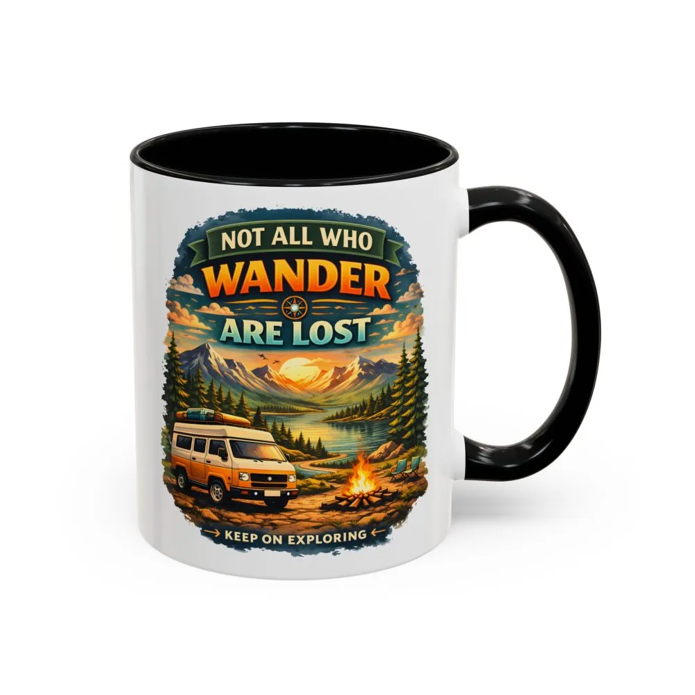 Accent Coffee Mug (11, 15oz) — "Not All Who Wander Are Lost" Design Scenic-Line
