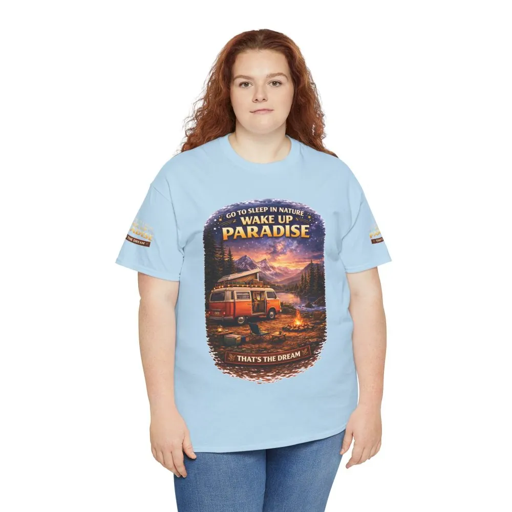 Unisex Heavy Cotton Tee — "Go Sleep In Nature" Design Scenic-Line