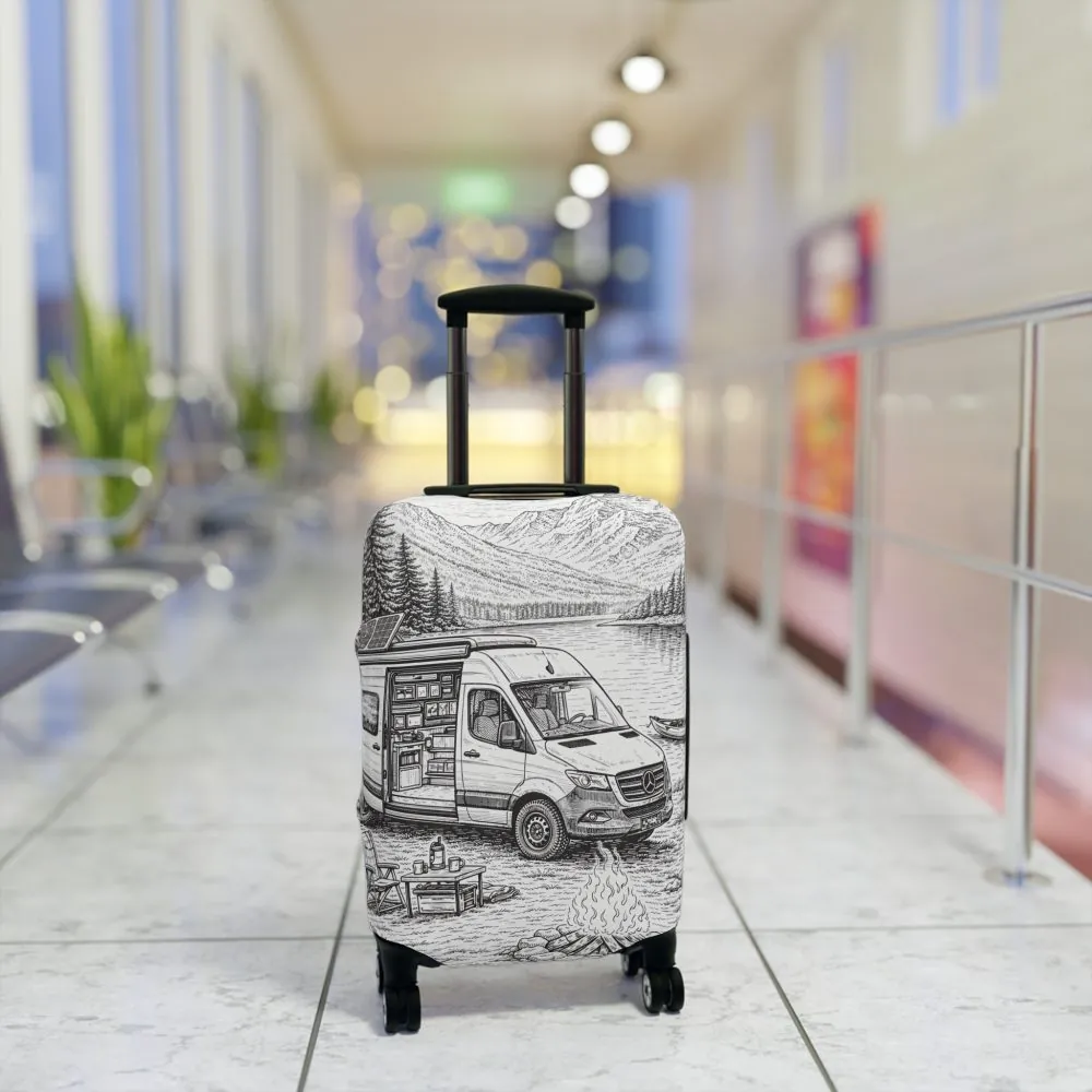 Luggage Cover — Adventure Camper Sketch Travel Suitcase