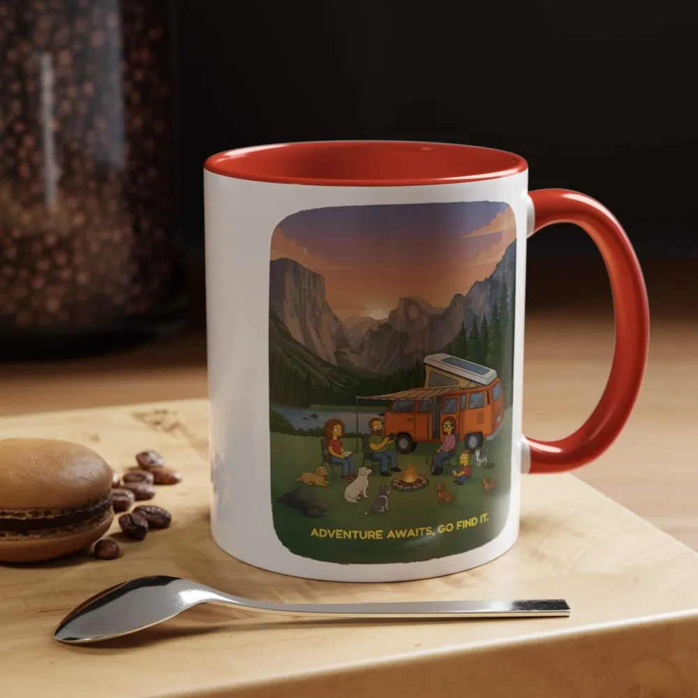 Accent Coffee Mug (11, 15oz) — "Adventure Awaits-Go Find It"" Design Sitcom-Line