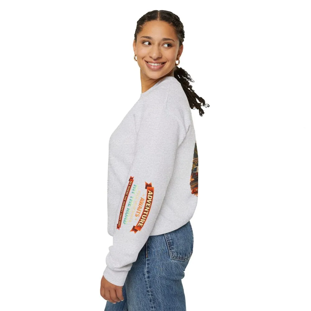 18051899320548478615_2048.jpeg Unisex Heavy Blend™ Crewneck Sweatshirt — "Adventure Awaits-Pack Your Bags" Design Scenic-Line