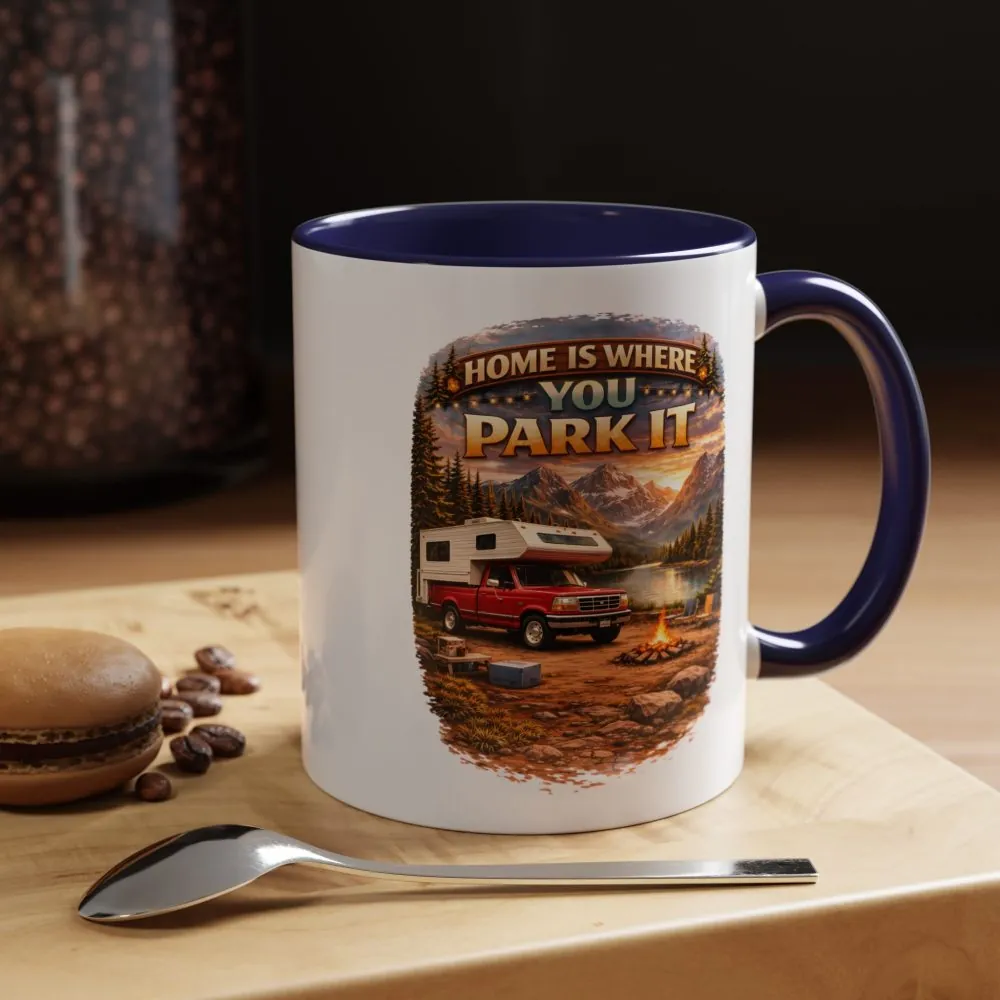 18057170465468719723_2048.jpeg Accent Coffee Mug (11, 15oz) — "Home Is Where You Park It" Design Scenic-Line
