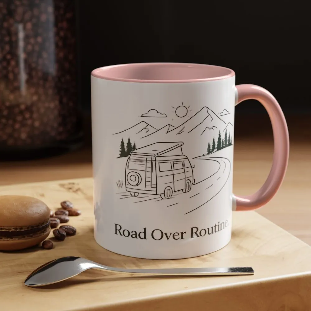 18069091602927749120_2048.jpeg Accent Coffee Mug (11, 15oz) — "Road Over Routine" Design Minimal-Line