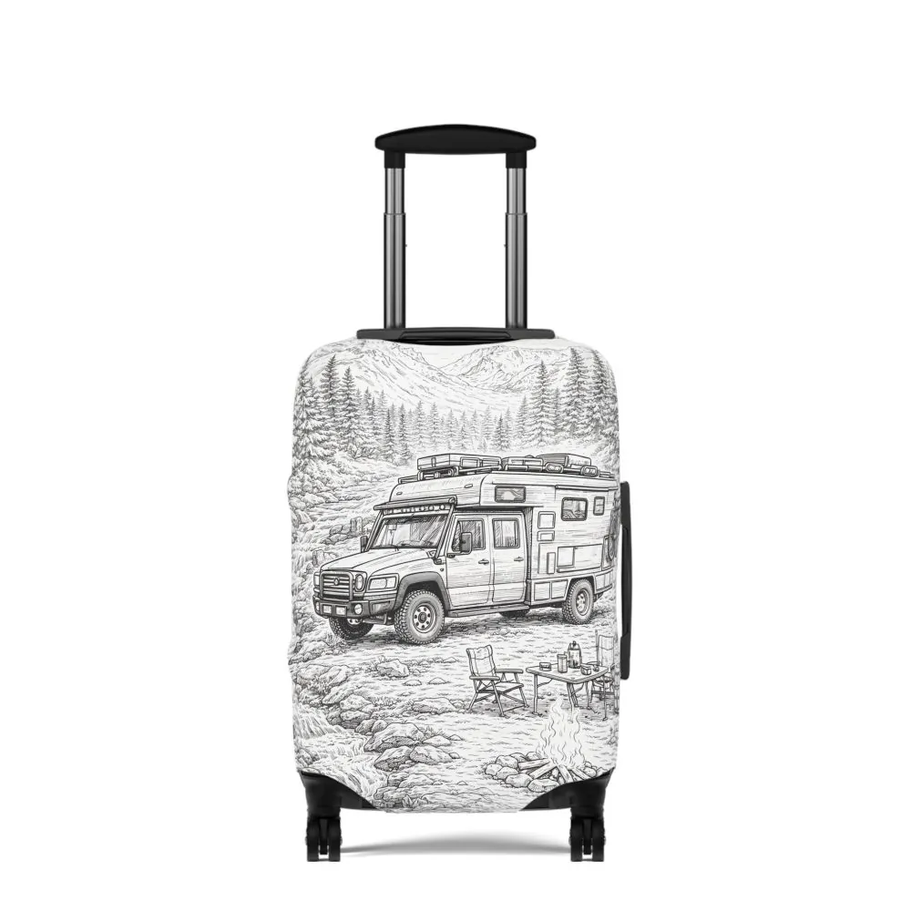 18073222112917918214_2048.jpeg Luggage Cover — Adventure Camper Sketch Travel Suitcase
