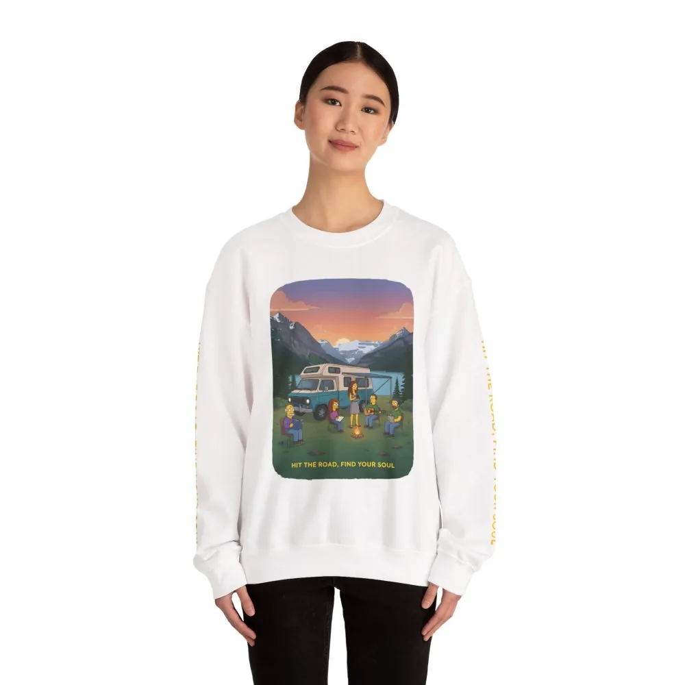 Unisex Heavy Blend™ Crewneck Sweatshirt — "Hit The Road-Find Your Soul" Design Sitcom-Line