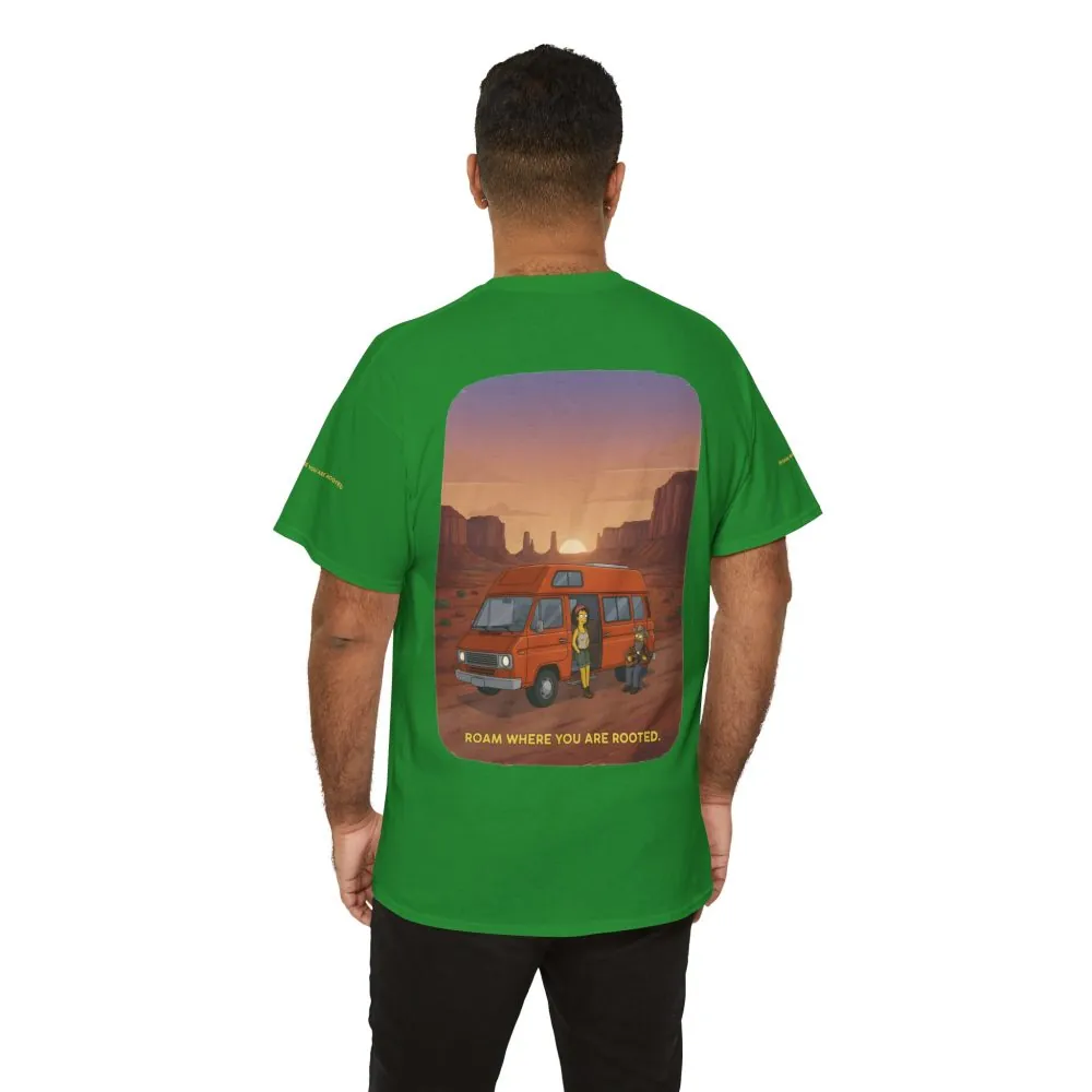 Unisex Heavy Cotton Tee — "Roam Where You Are Rooted" Design Sitcom-Line