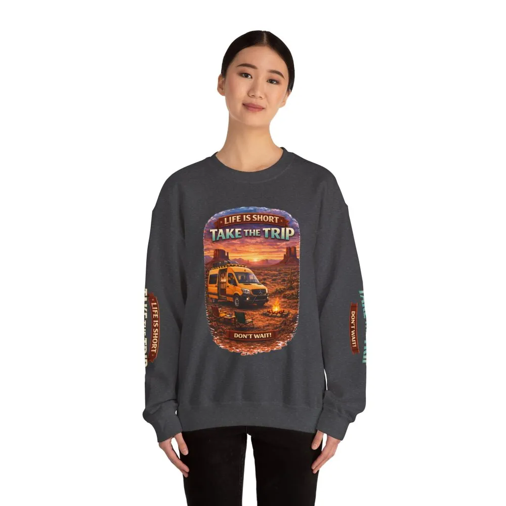 Unisex Heavy Blend™ Crewneck Sweatshirt — "Life Is To Short-Take The Trip" Design Scenic-Line