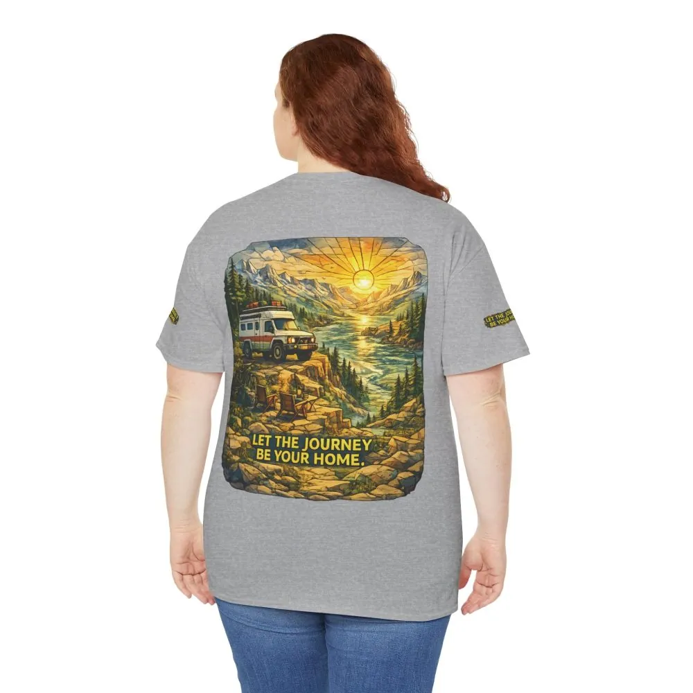 Unisex Heavy Cotton Tee — "Let The Journey Be Your Home" Design Cubic-Line