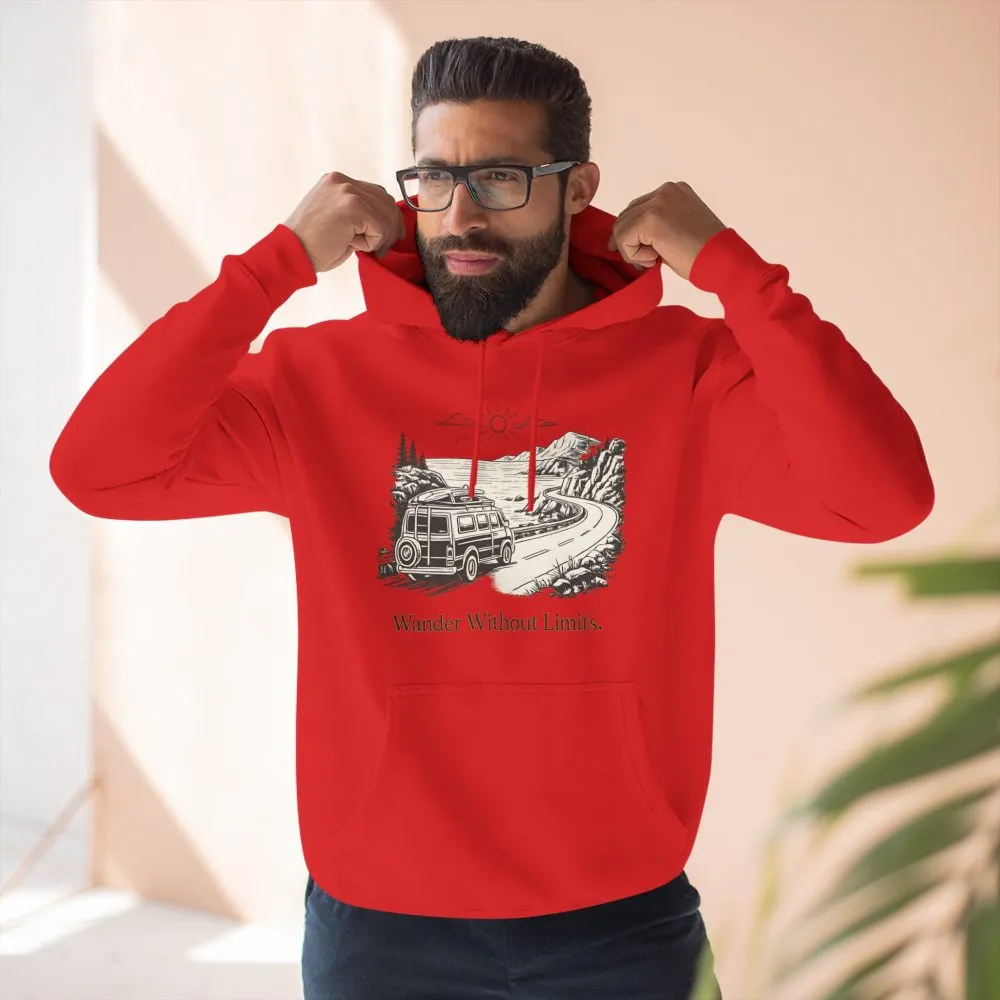 18100875976398559801_2048.jpeg Three-Panel Fleece Hoodie - "Wander Without Limits" Design Minimal-Line