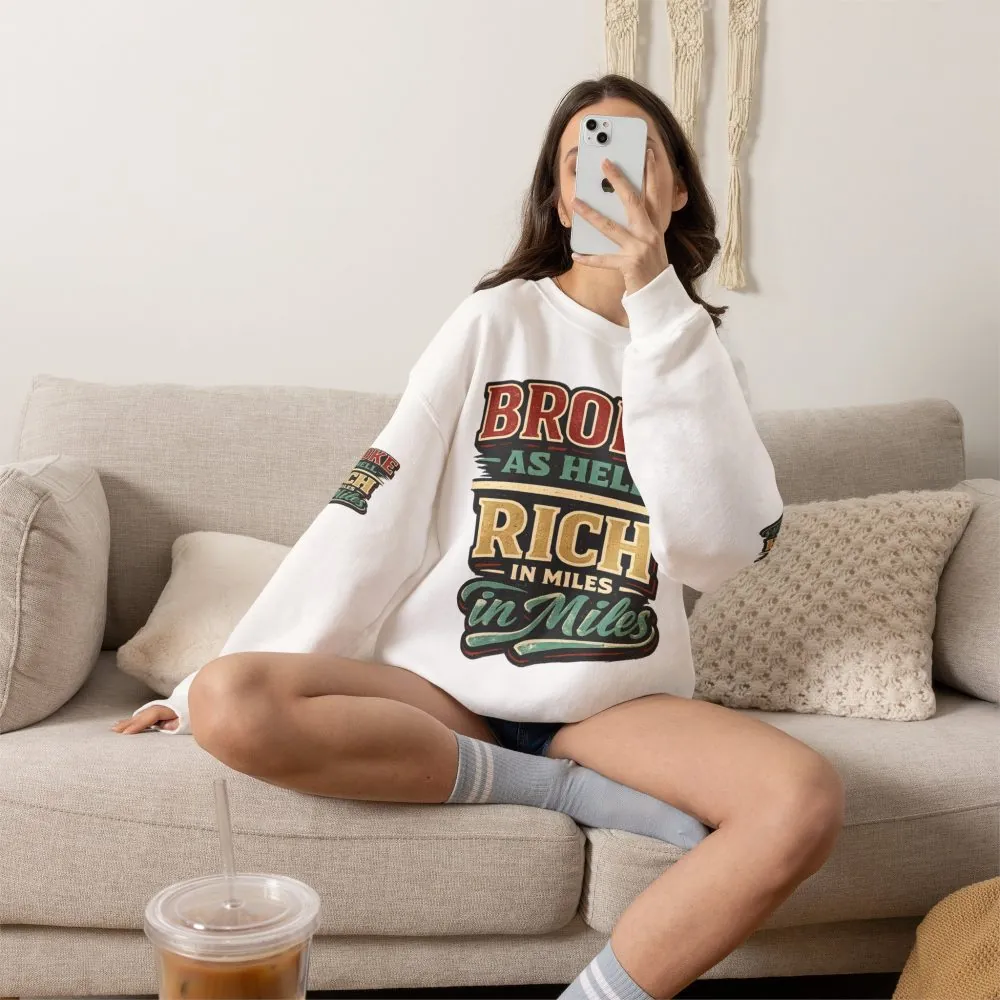 Unisex Heavy Blend™ Crewneck Sweatshirt — "Broke As Hell" Design F**K-Line