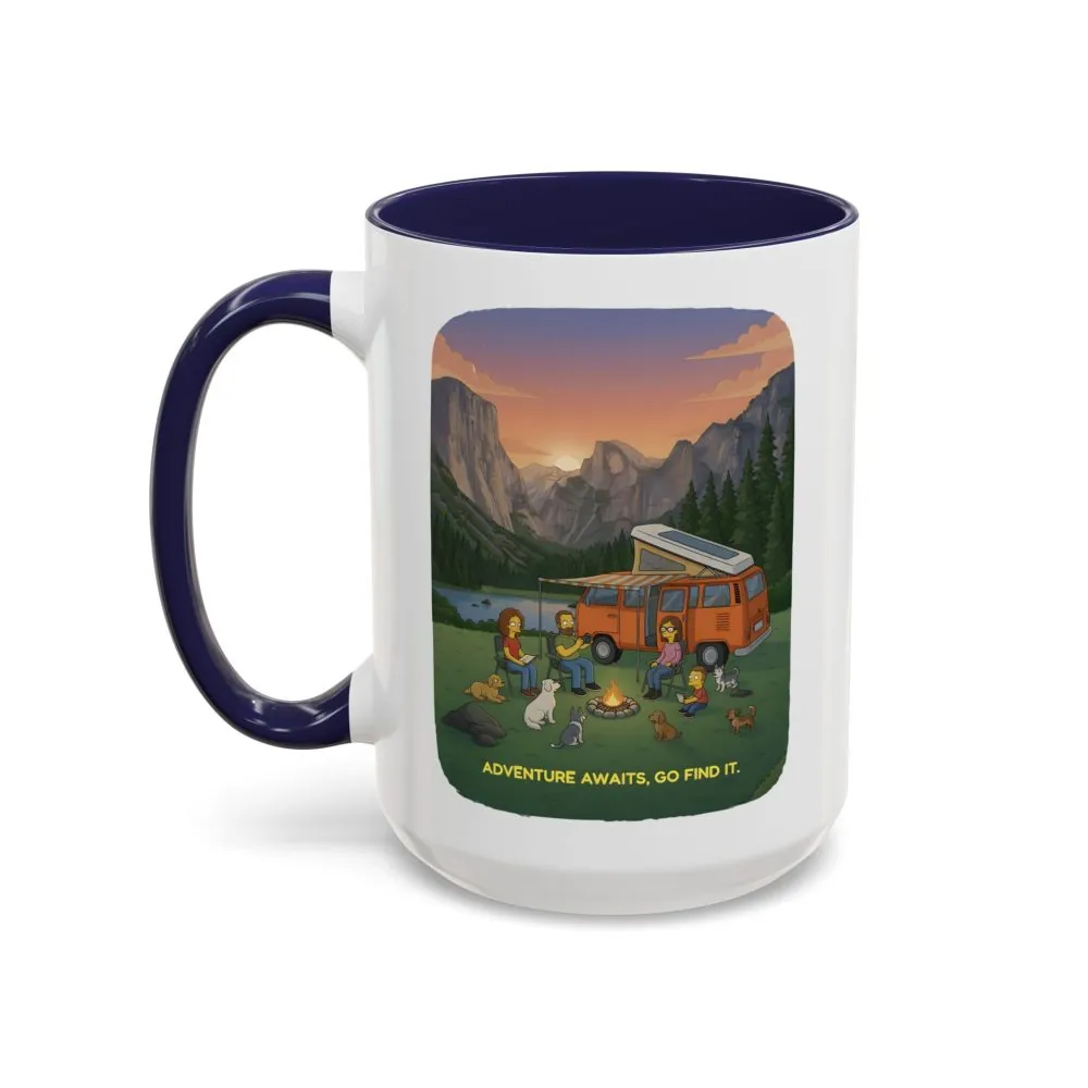Accent Coffee Mug (11, 15oz) — "Adventure Awaits-Go Find It"" Design Sitcom-Line