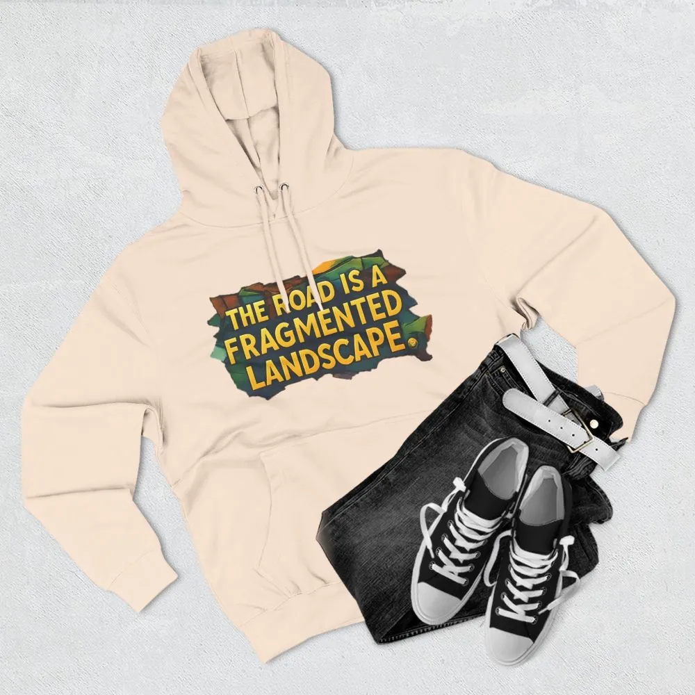 Three-Panel Fleece Hoodie - "The Road Is A Fragmented Landscape" Design Cubic-Line