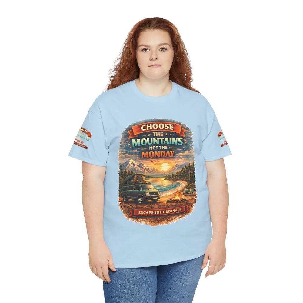 Unisex Heavy Cotton Tee — "Choose The Mountens" Design Scenic-Line