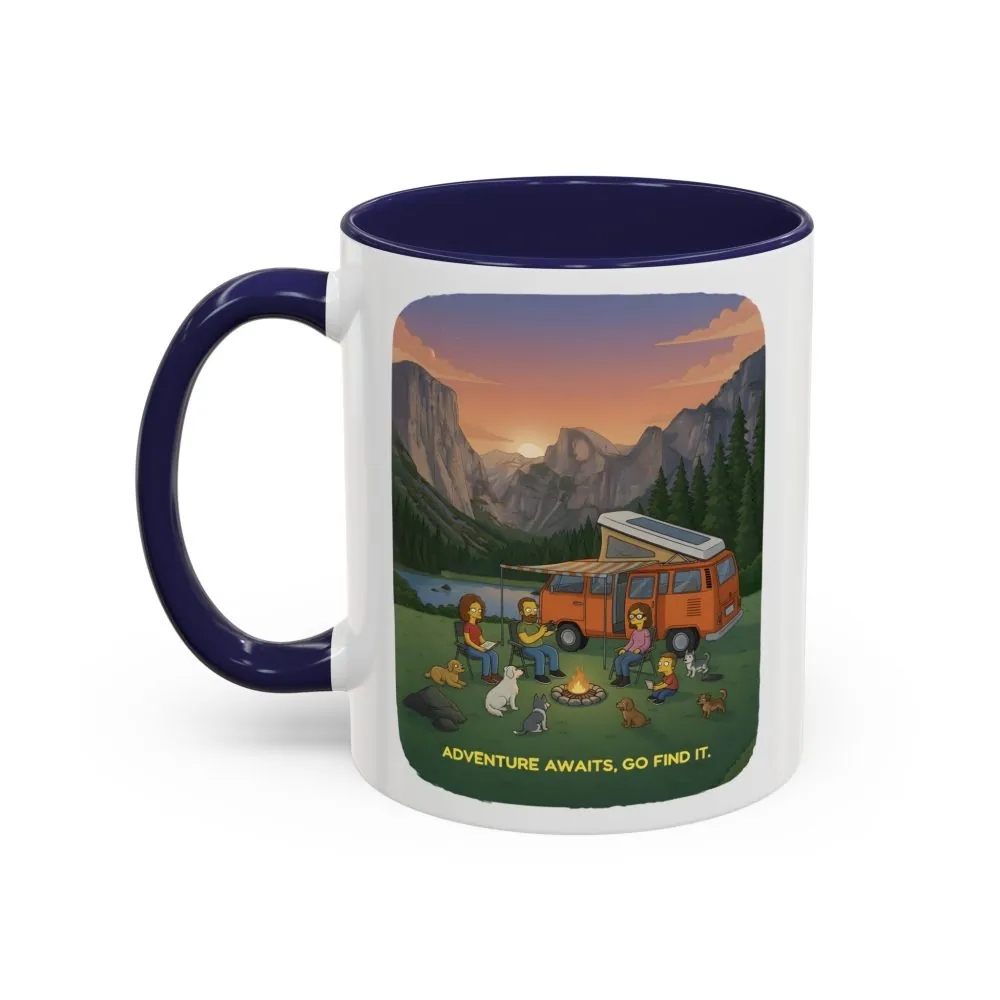 Accent Coffee Mug (11, 15oz) — "Adventure Awaits-Go Find It"" Design Sitcom-Line