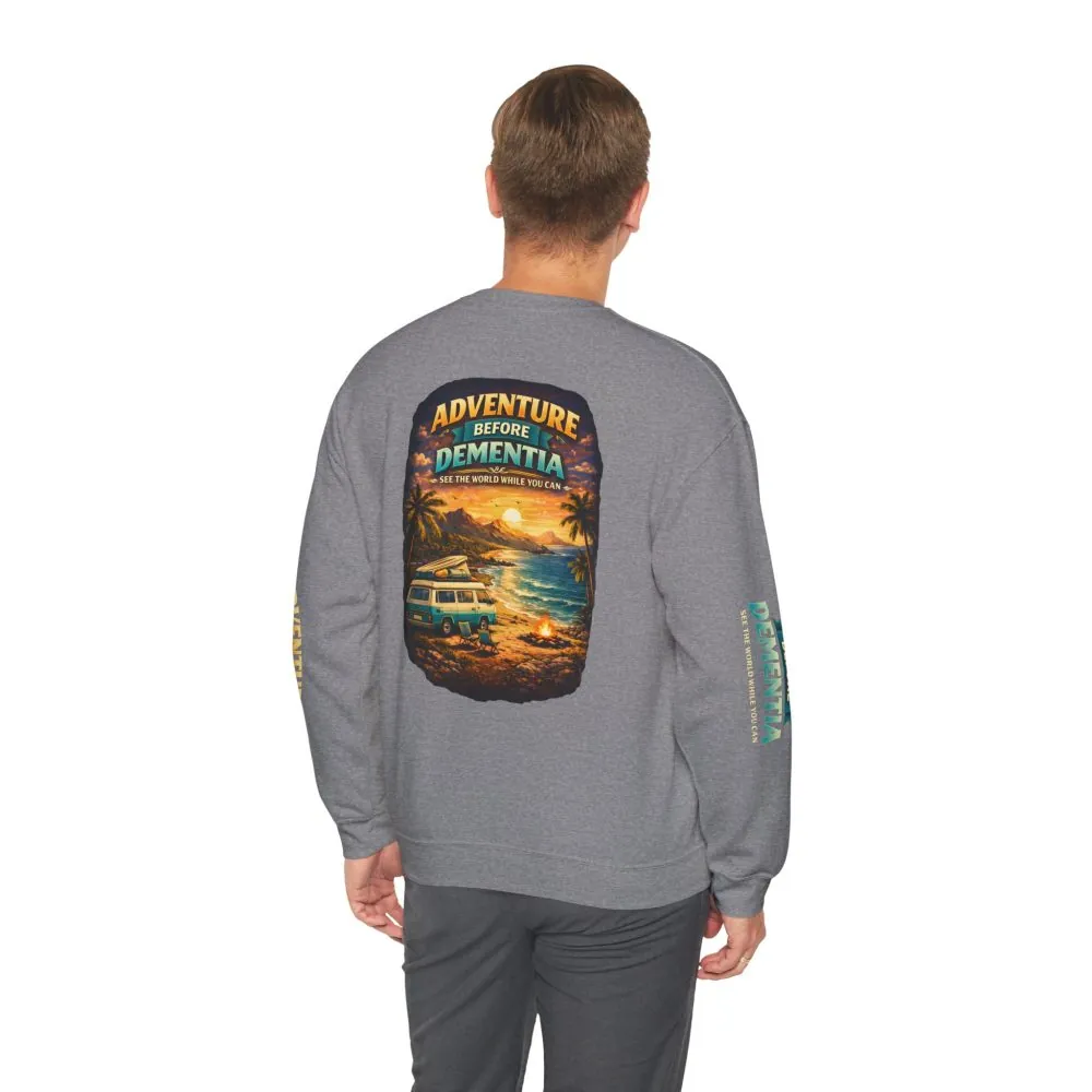 Unisex Heavy Blend™ Crewneck Sweatshirt — "Adventure Before Dementia" Design Scenic-Line