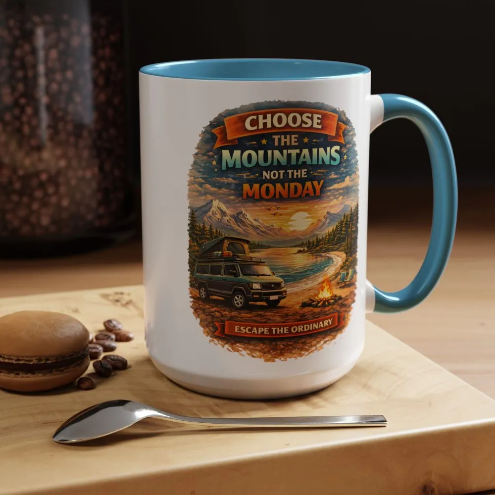 Accent Coffee Mug (11, 15oz) — "Choose The Mountens" Design Scenic-Line