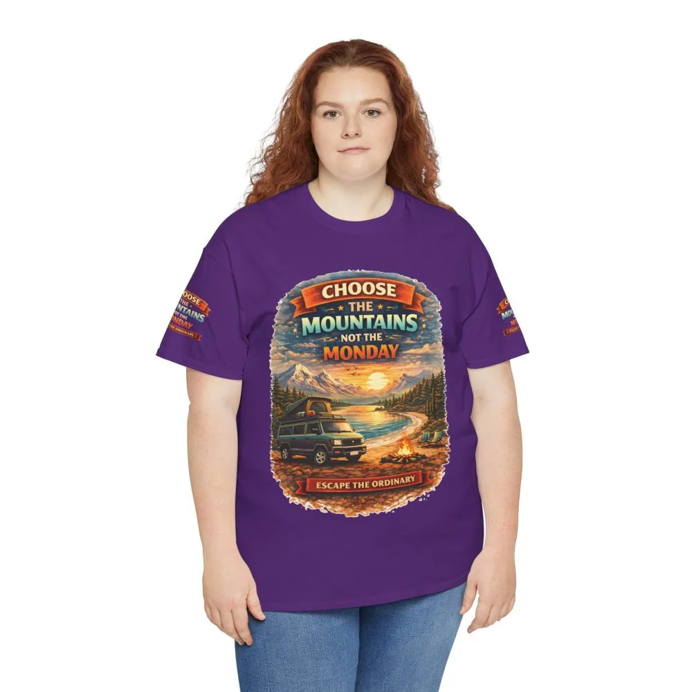 Unisex Heavy Cotton Tee — "Choose The Mountens" Design Scenic-Line