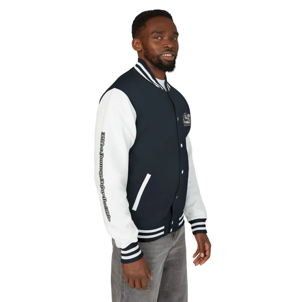 Unisex Heavyweight Letterman Jacket — "Lifes A Journey,Enjoy The Ride" Travel Varsity Coat