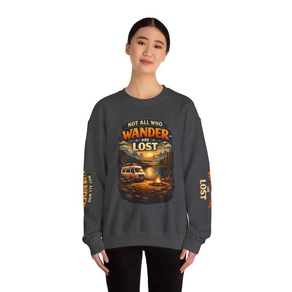 18128342575486754141_2048.jpeg Unisex Heavy Blend™ Crewneck Sweatshirt — "Not All Who Wander Are Lost" Design Scenic-Line