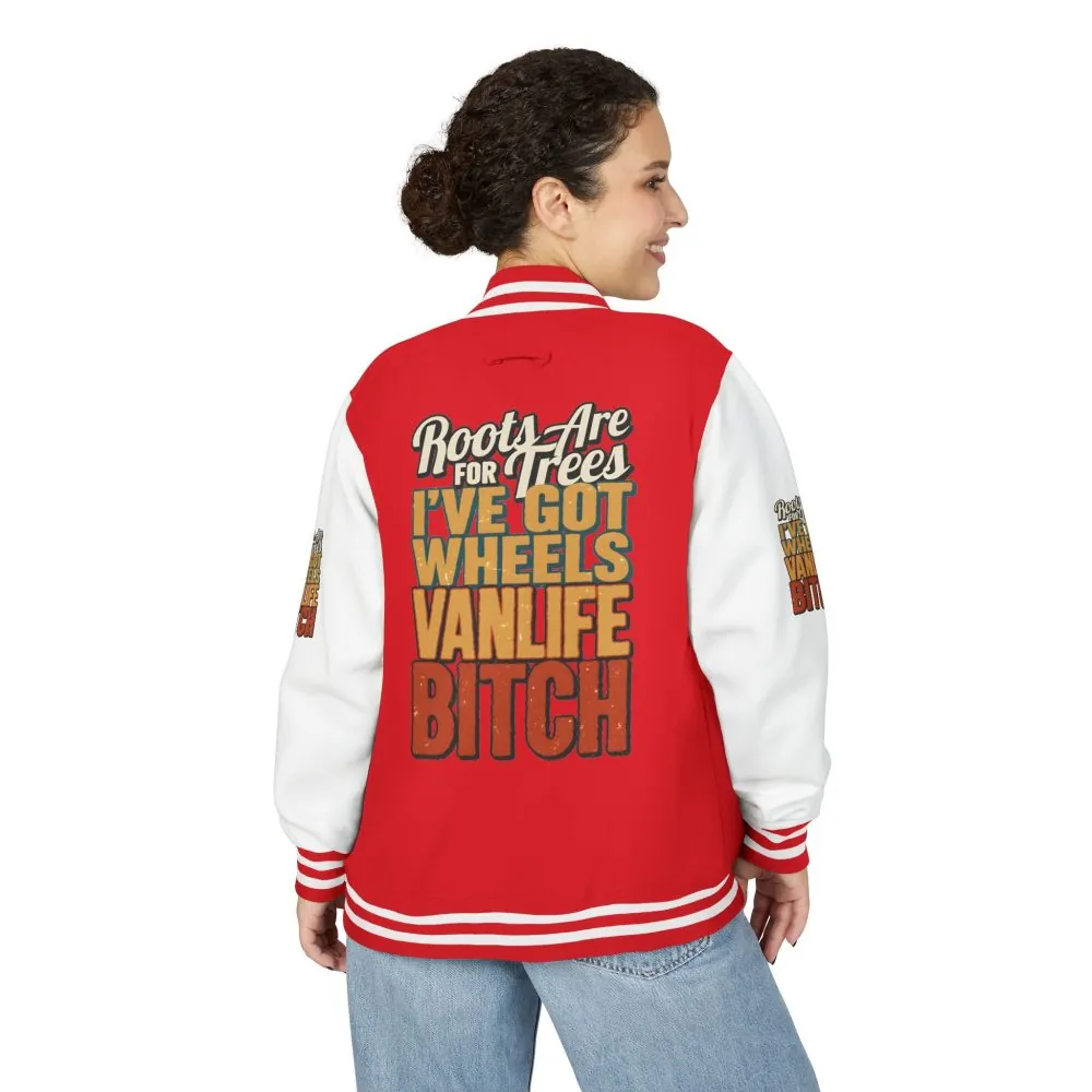 Unisex Heavyweight Letterman Jacket — "Roots Are For Trees" Design F**K-Line
