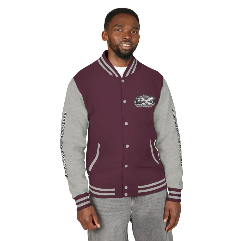 Unisex Heavyweight Letterman Jacket — "Built For The Long Way North" Travel Varsity Coat