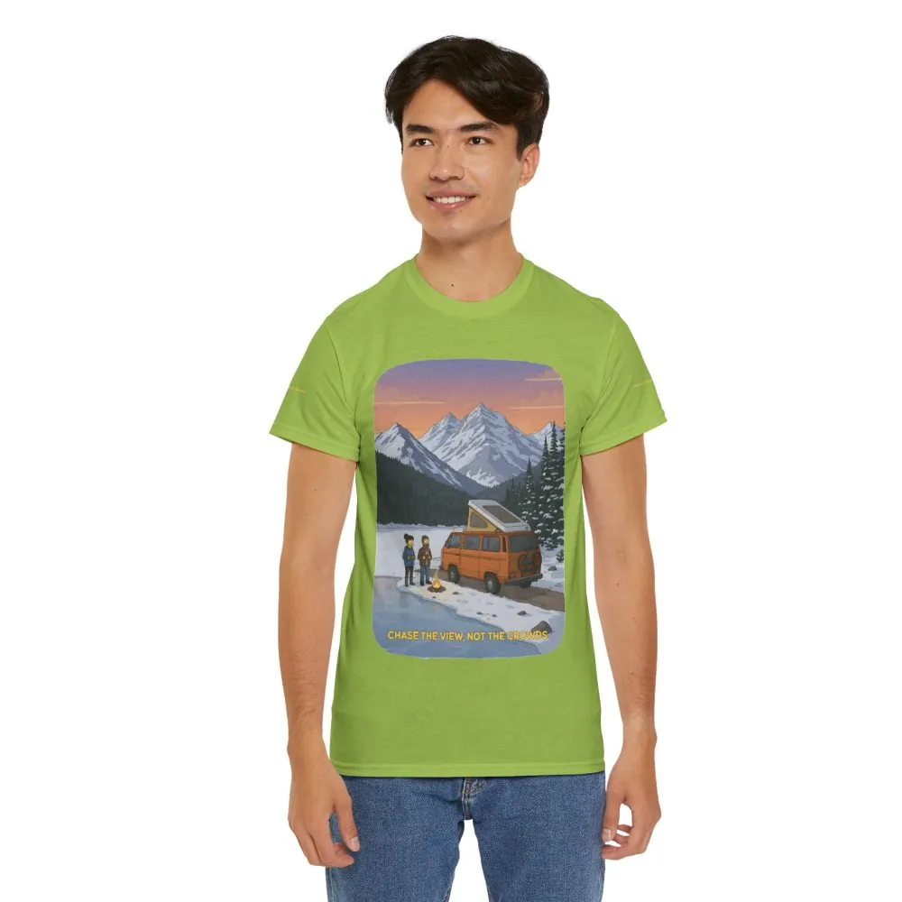 Unisex Heavy Cotton Tee — "Chase The Views-Not The Crowds" Design Sitcom-Line