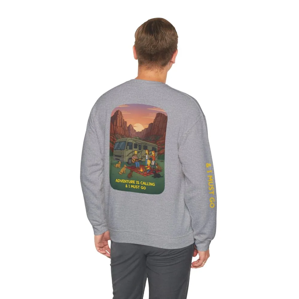 18151675376528658175_2048.jpeg Unisex Heavy Blend™ Crewneck Sweatshirt — "Adventure Is Calling-I Must Go" Design Sitcom-Line