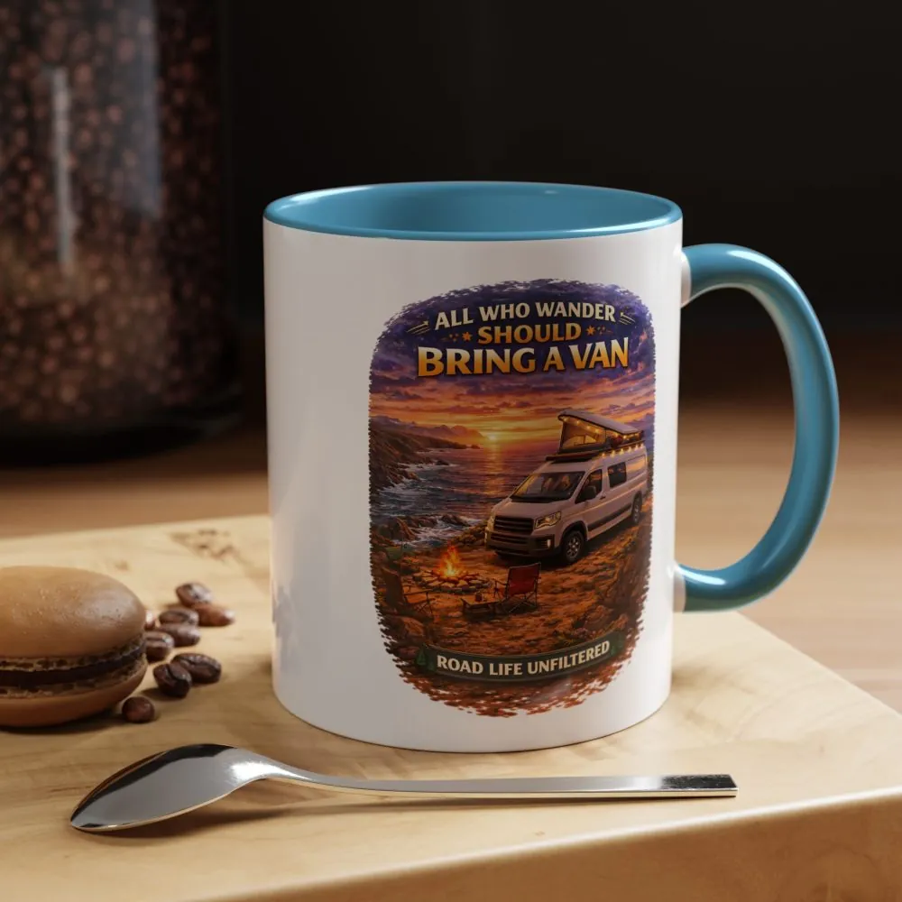 18152159489566639084_2048.jpeg Accent Coffee Mug (11, 15oz) — "All Who wander Should Bring A Van" Design Scenic-Line