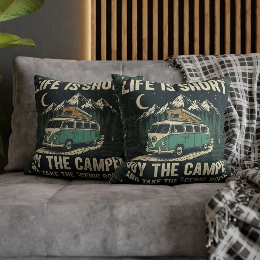 1815253596522709764_2048.jpeg Pillowcase — "Life is short buy the camper and take the scenic route" Faux Suede Travel Throw Pillow Cover