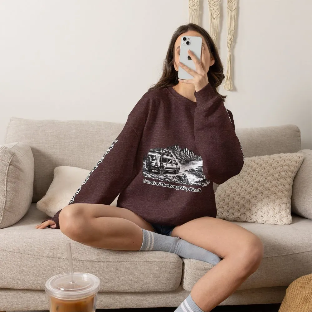Unisex Heavy Blend™ Crewneck Sweatshirt — "Built For The Long Way North" Design Minimal-Line