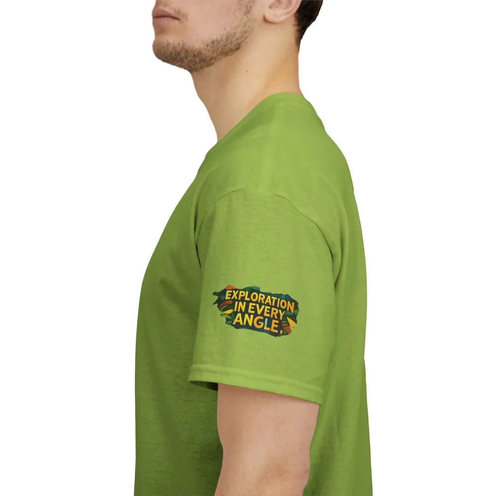 Unisex Heavy Cotton Tee — "Exploration In Every Angle" Design Cubic-Line