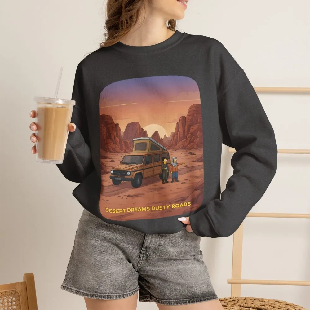 Unisex Heavy Blend™ Crewneck Sweatshirt — "Desert Dreams Dusty Roads" Design Sitcom-Line