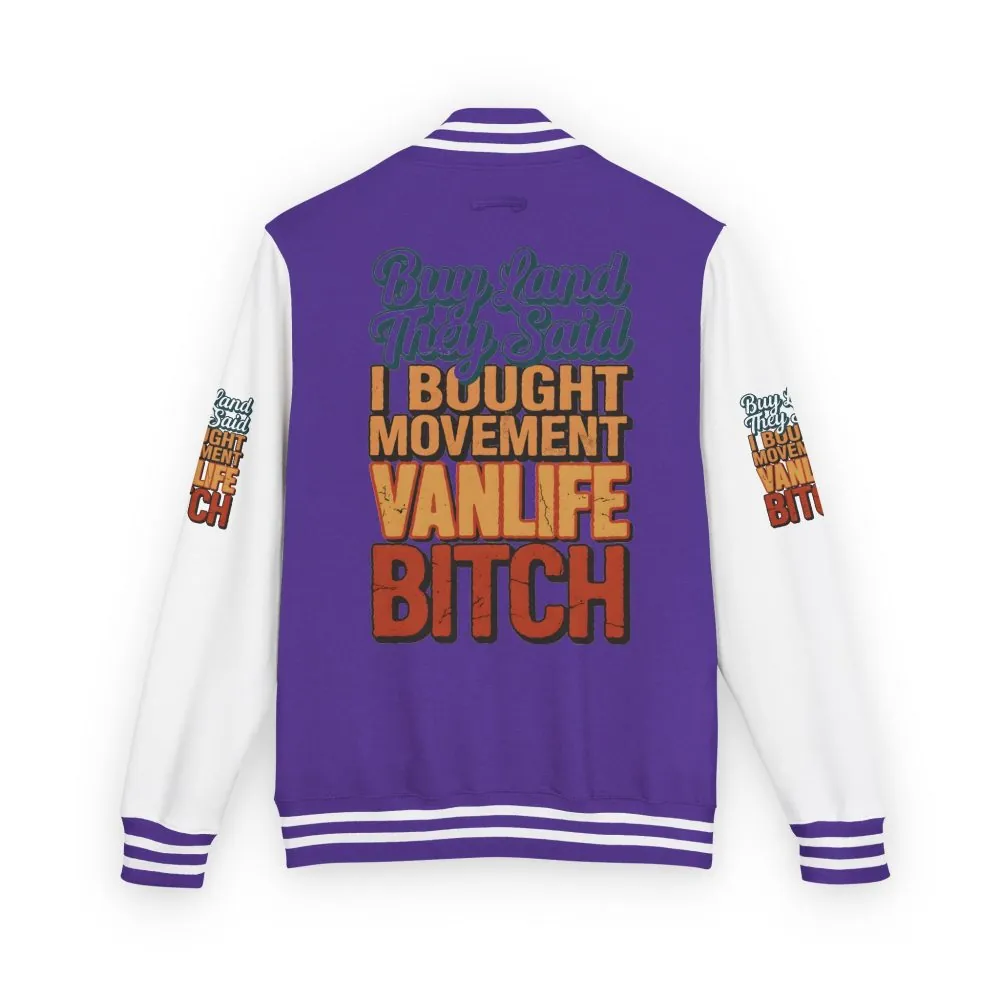 18171383137950578529_2048.jpeg Unisex Heavyweight Letterman Jacket — "Buy Land They Said" Design F**K-Line