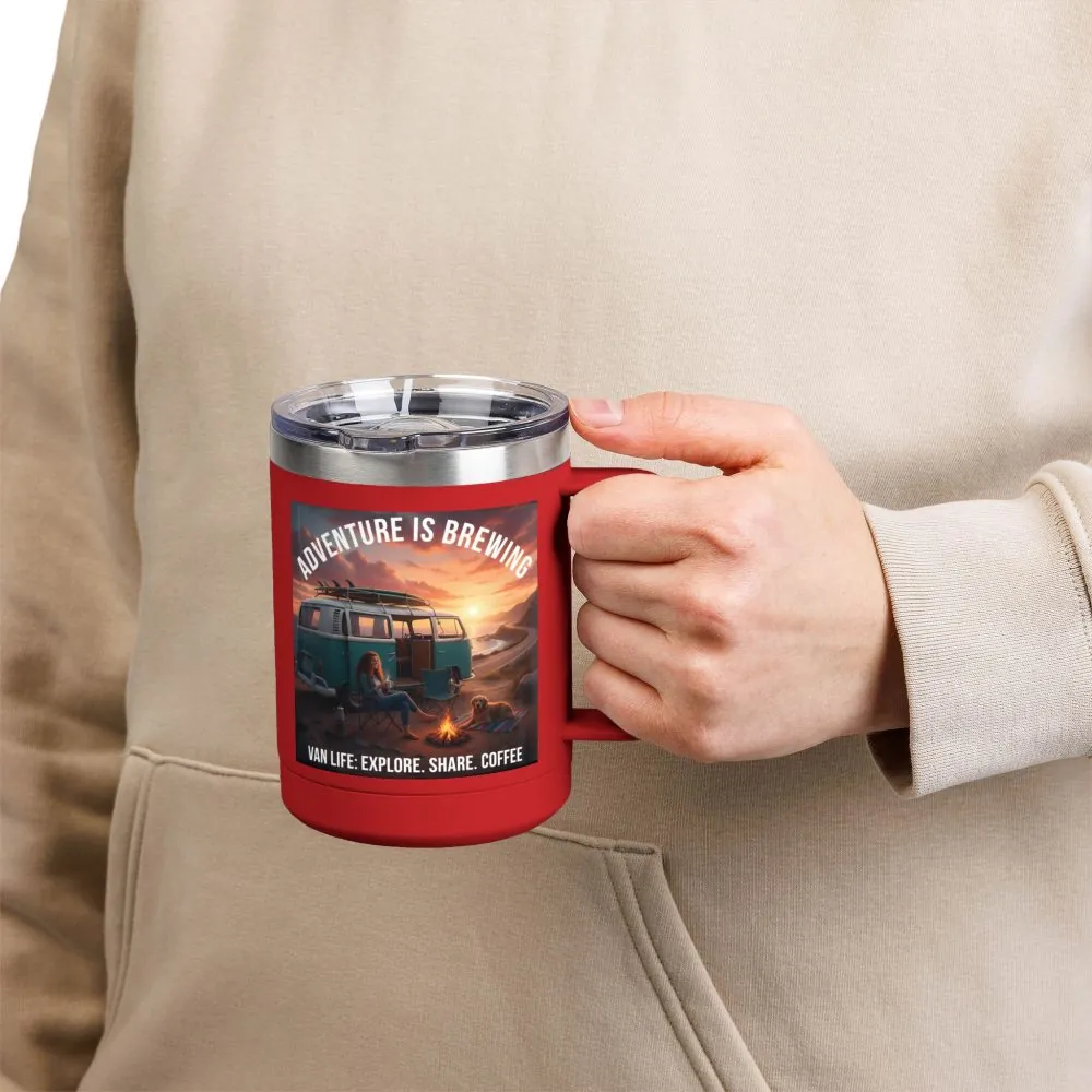 18172426903700112419_2048.jpeg Coffee Mug Tumbler, 15oz-- "Adventure Is Brewing"