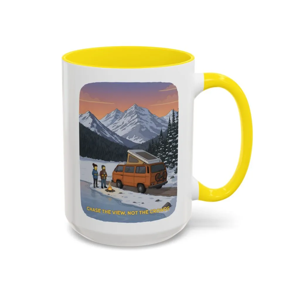 Accent Coffee Mug (11, 15oz) — "Chase The Views-Not The Crowds"" Design Sitcom-Line