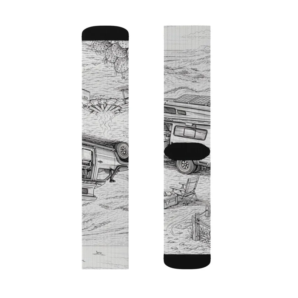 Sublimation Socks — Retro Camper Roadtrip Crew Socks