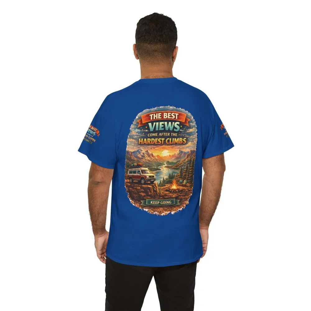Unisex Heavy Cotton Tee — "The Best Views" Design Scenic-Line