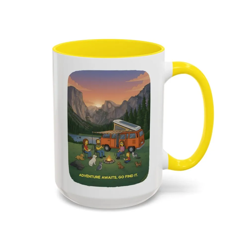 Accent Coffee Mug (11, 15oz) — "Adventure Awaits-Go Find It"" Design Sitcom-Line