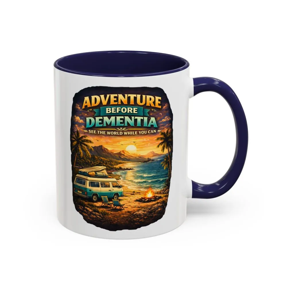 Accent Coffee Mug (11, 15oz) — "Adventure Before Dementia" Design Scenic-Line