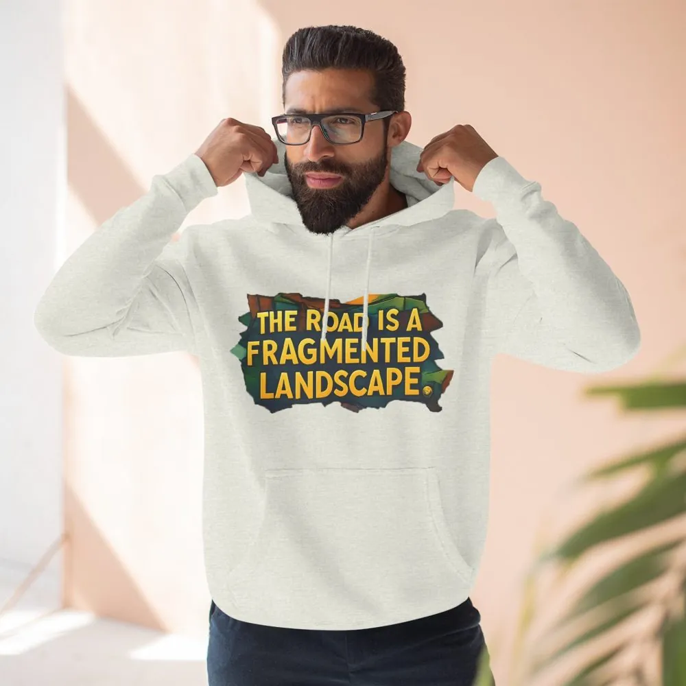 Three-Panel Fleece Hoodie - "The Road Is A Fragmented Landscape" Design Cubic-Line