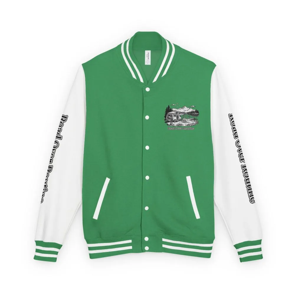 Unisex Heavyweight Letterman Jacket — "Road Over Routine" Travel Varsity Coat