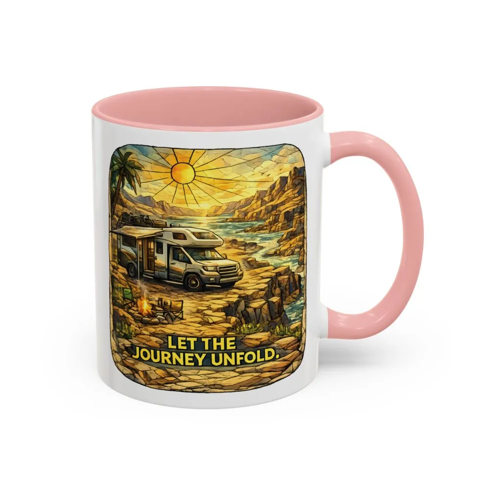 Accent Coffee Mug (11, 15oz) — "Let The Journey Unfold" Design Cubic-Line