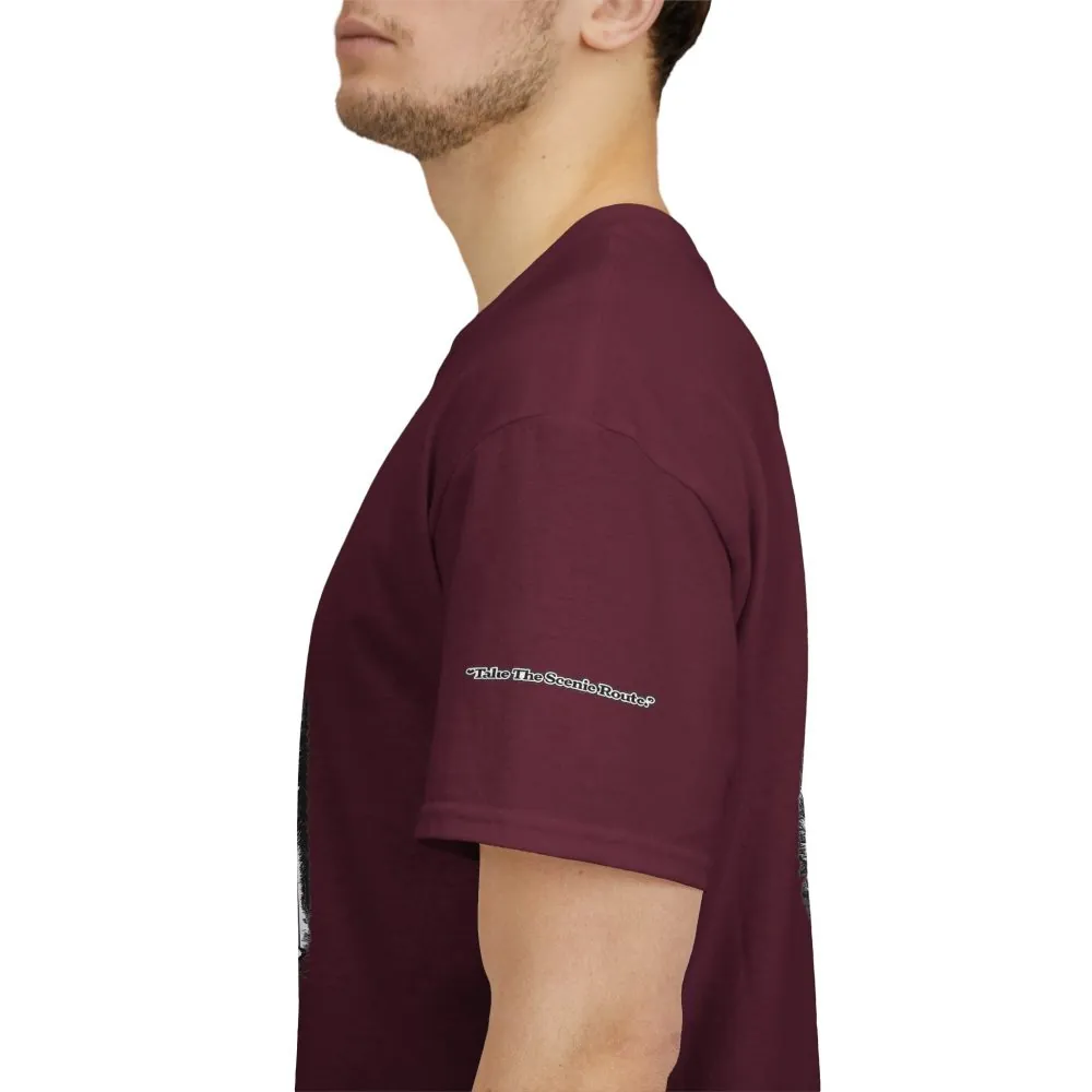 Unisex Heavy Cotton Tee — "Take The Scenic Route" Design Minimal-Line
