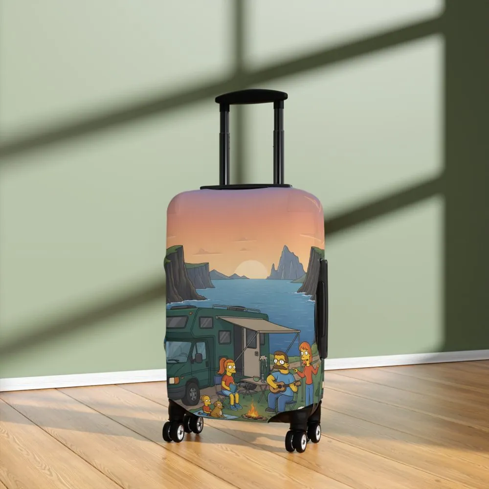 Luggage Cover — Adventure Camper Sketch Travel Suitcase(Design Sitcom-Line)