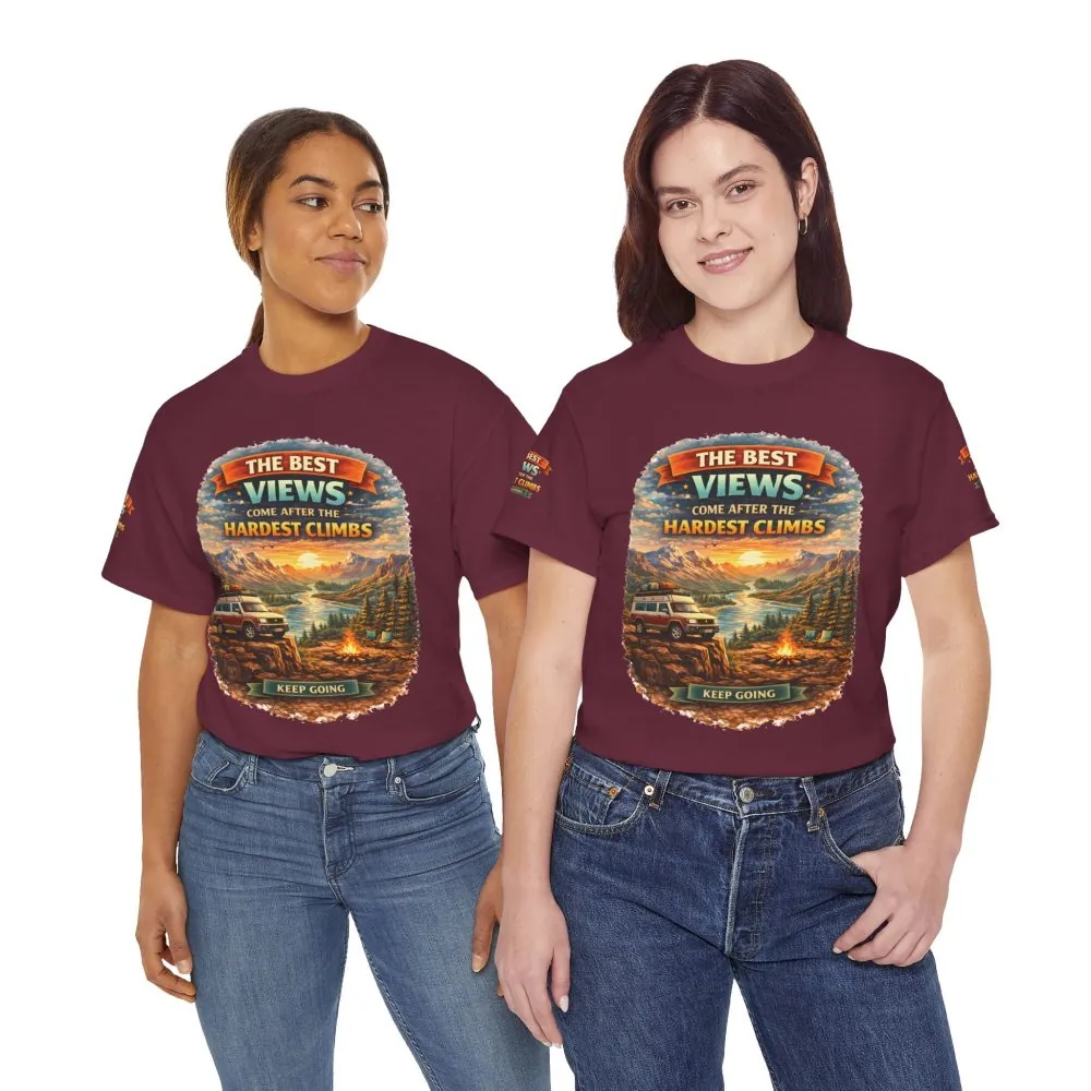 Unisex Heavy Cotton Tee — "The Best Views" Design Scenic-Line