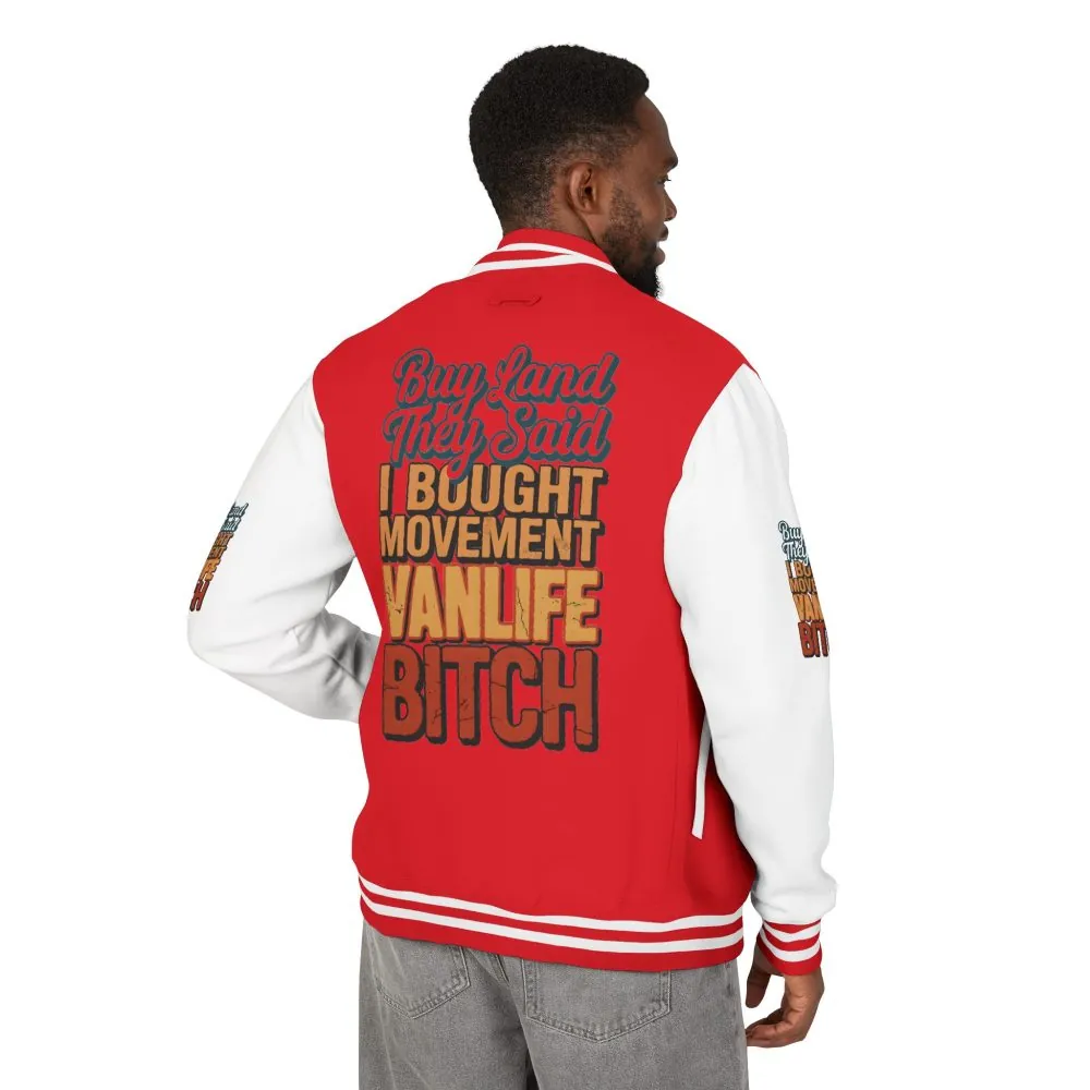 18253554366822824869_2048.jpeg Unisex Heavyweight Letterman Jacket — "Buy Land They Said" Design F**K-Line