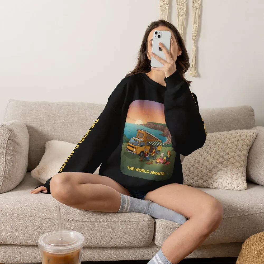 18254701686920826402_2048.jpeg Unisex Heavy Blend™ Crewneck Sweatshirt — "The World Awaits" Design Sitcom-Line