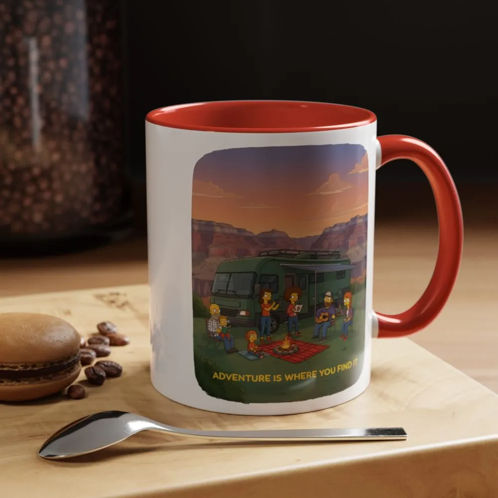Accent Coffee Mug (11, 15oz) — "Adventure Is Where You Find It" Design Sitcom-Line